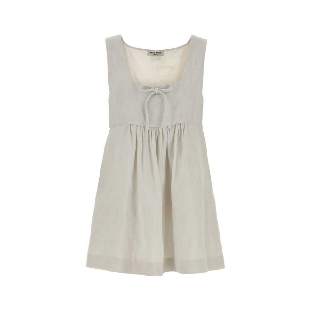 Miu Miu Women Light Green Linen Mini Dress
